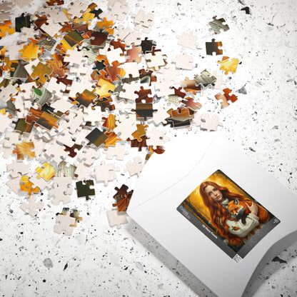 Nature-Inspired Jigsaw Puzzle Featuring a Woman and Fox, Animal Lover Gift for Friend, Indoor Activity for Family or Solo Entertainment Puzzle The Puzzle Chest