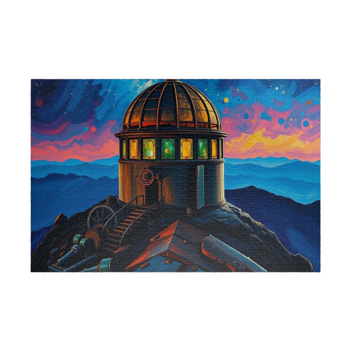 Alchemist Dome Jigsaw Puzzle - Mountaintop Observatory, Steampunk Puzzle Gift for Art Enthusiast Friend, Creative Hobby, Family or Solo Fun 1014 pcs (Horizontal) Puzzle The Puzzle Chest