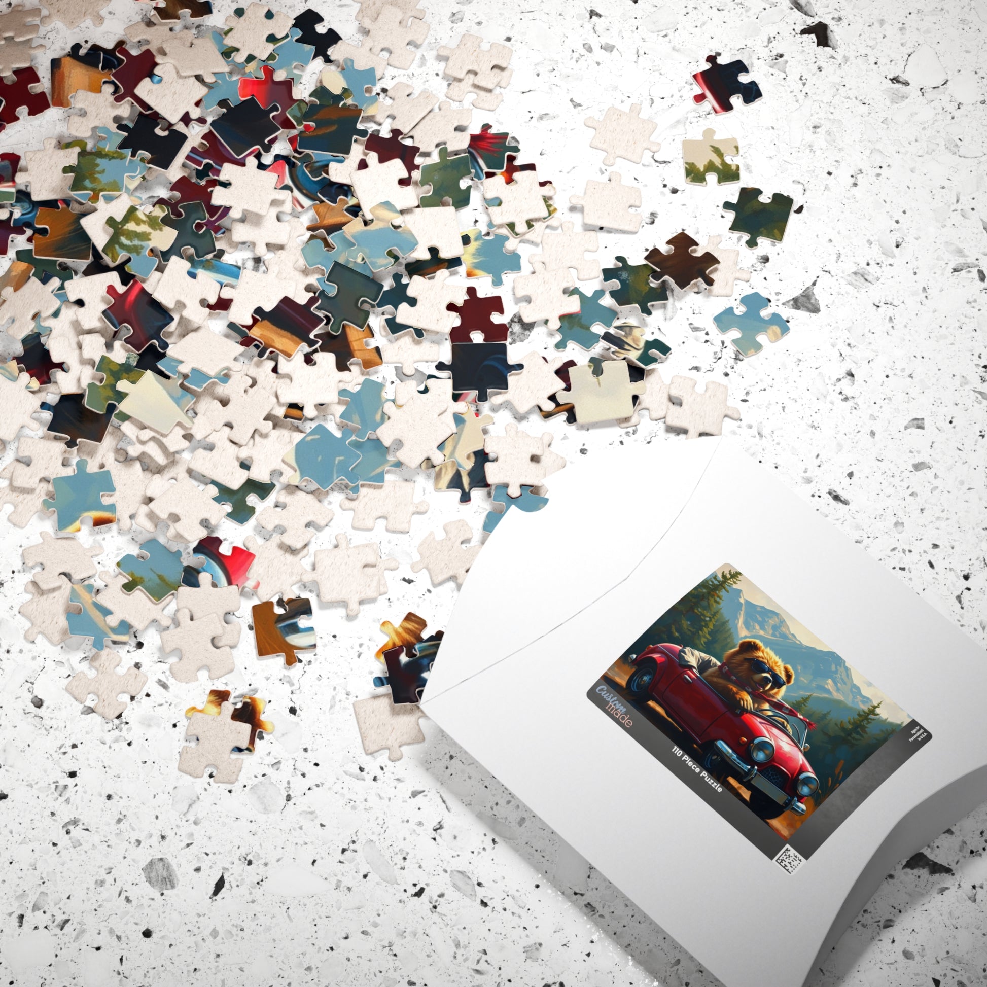 Adventurous Bear Jigsaw Puzzle for Adults, Fun Family Game Night, Mountain View Scenic Puzzle Artwork, Animal Lover Gift for Friend Puzzle The Puzzle Chest