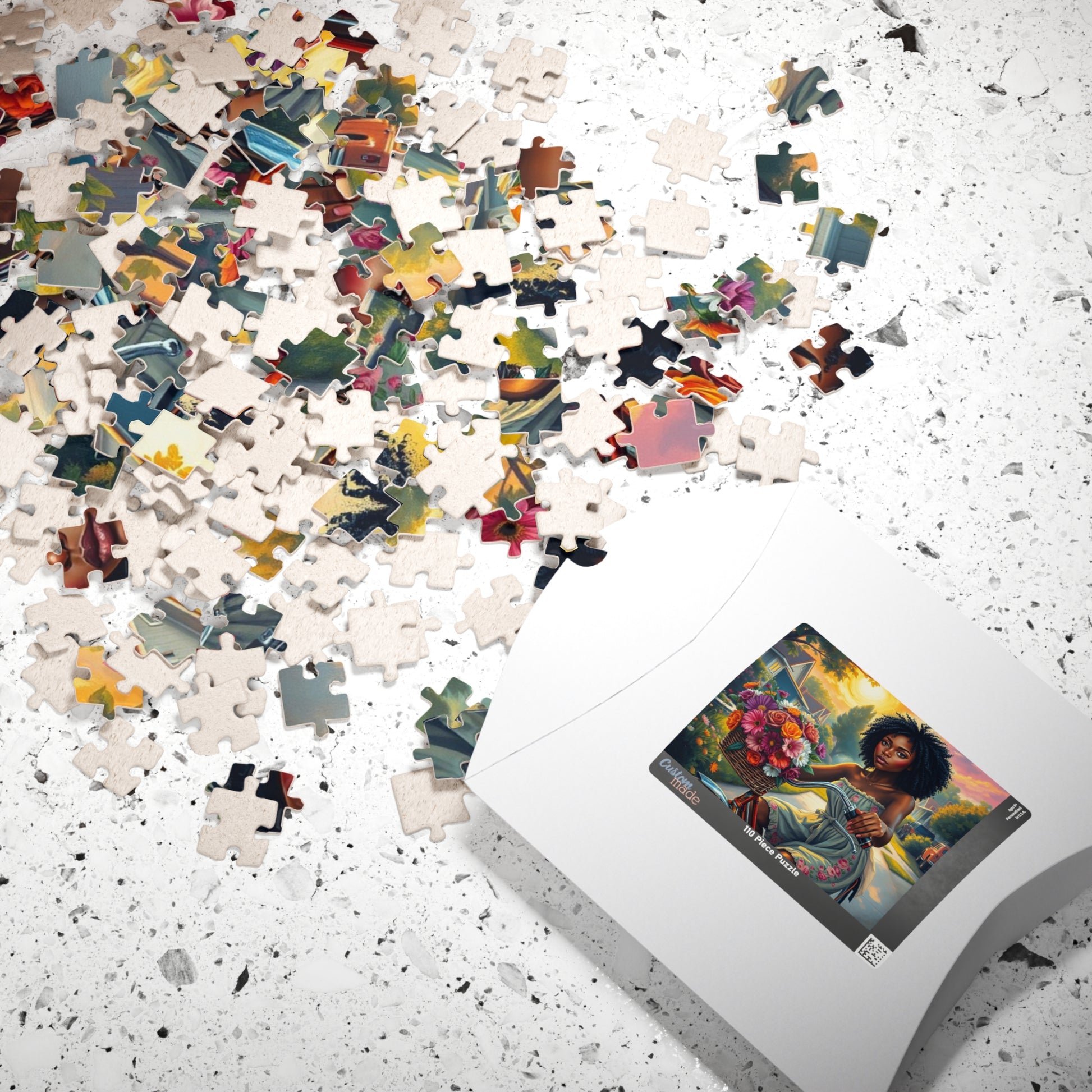 African American Jigsaw Puzzle, Black Woman Bicycle Scene Jigsaw Game, Black Art for Family Fun, Gift for Her, Perfect for Puzzle Enthusiast Puzzle The Puzzle Chest
