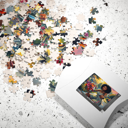 African American Jigsaw Puzzle, Black Woman Bicycle Scene Jigsaw Game, Black Art for Family Fun, Gift for Her, Perfect for Puzzle Enthusiast Puzzle The Puzzle Chest