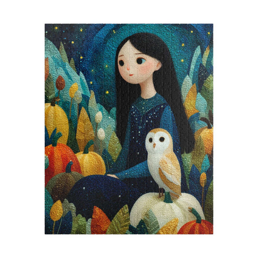 Starry Autumn Night Jigsaw Puzzle – Owl and Pumpkins Fall Puzzle for Adults, Twilight Autumn Scene Puzzle The Puzzle Chest