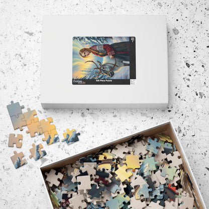 Nordic Cultural Winter Jigsaw Puzzle, Woman Guiding Reindeer Northern Lights, Sami Attire Snowy Forest, Best Unique Gift for Puzzle Lover Puzzle The Puzzle Chest