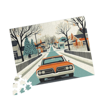 Vintage Car Puzzle | Mid-Century Suburban Street Scene Jigsaw Game