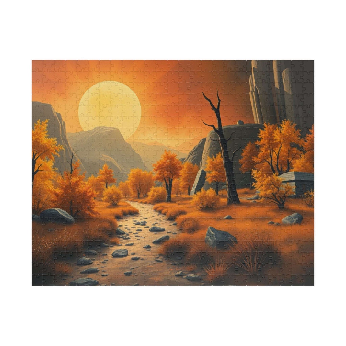Autumn Sunset Landscape Puzzle - Fall Indoor Jigsaw Game, Cozy Family Activity, Perfect for Game Night, Gifts for Puzzle Lover, Brain Teaser 520 pcs (Horizontal) Puzzle The Puzzle Chest