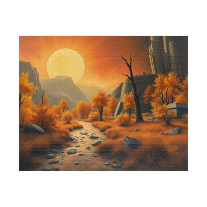 Autumn Sunset Landscape Puzzle - Fall Indoor Jigsaw Game, Cozy Family Activity, Perfect for Game Night, Gifts for Puzzle Lover, Brain Teaser 520 pcs (Horizontal) Puzzle The Puzzle Chest