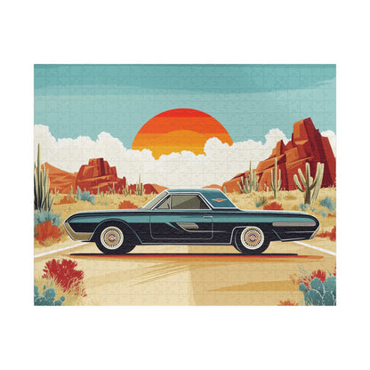 Retro Muscle Car Desert Sunset Puzzle | 110-1014 Piece Jigsaw