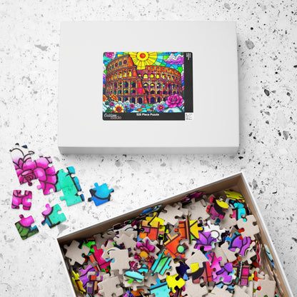Colosseum Landmark Jigsaw Puzzle, Stained Glass Style, Ancient Rome Italy, Creative Activity Fun Family Game, Gift for Traveler Lover Puzzle The Puzzle Chest
