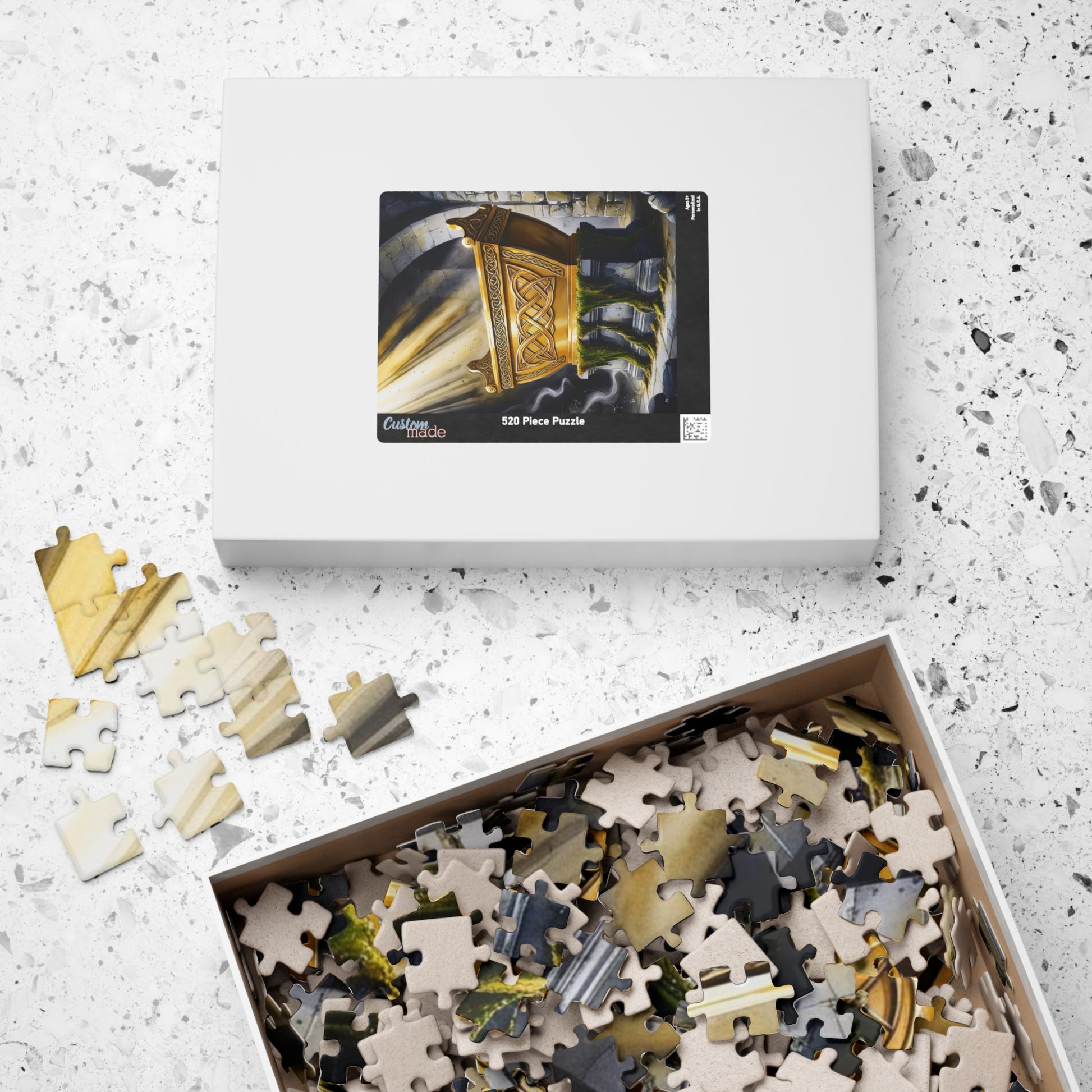 Religious Puzzle, Golden Ark Intricate Pattern Design, 520-Piece Jigsaw, Christian Home Decor, Divine Light Beam Art, Faith Based Gift Puzzle The Puzzle Chest