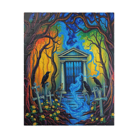 Mystical Cemetery Puzzle, Gothic Dark Fantasy Art Jigsaw Game, Unique Gift for Adult, Solo Fun, Brain Teaser, Quiet Pastime Holiday Activity 110 pcs (Vertical) Puzzle The Puzzle Chest
