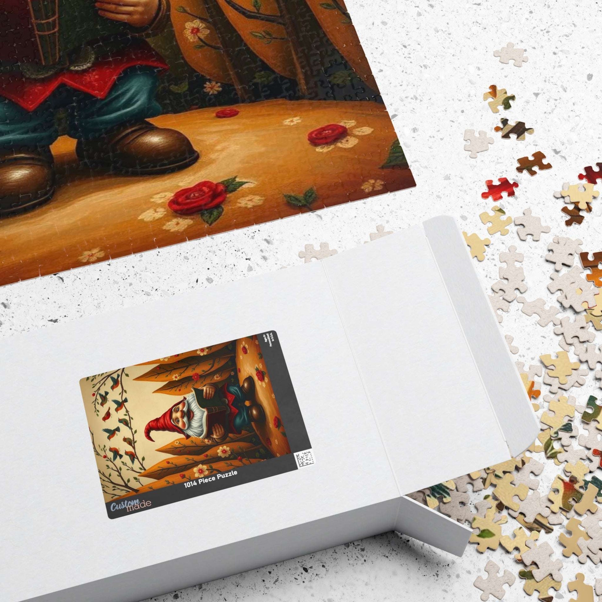 Gnome Reading Storybook – Whimsical Folk Art Forest Jigsaw Puzzle The Puzzle Chest