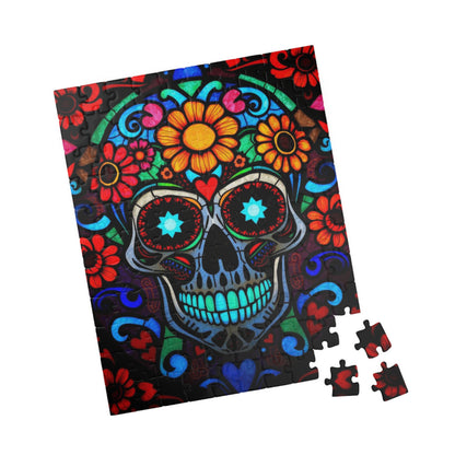 Vibrant Sugar Skull Puzzle - 110/252/520/1014 Pieces, Great Gift for Adults, Day of the Dead Decor, Fun Family Activity, Brain Teaser