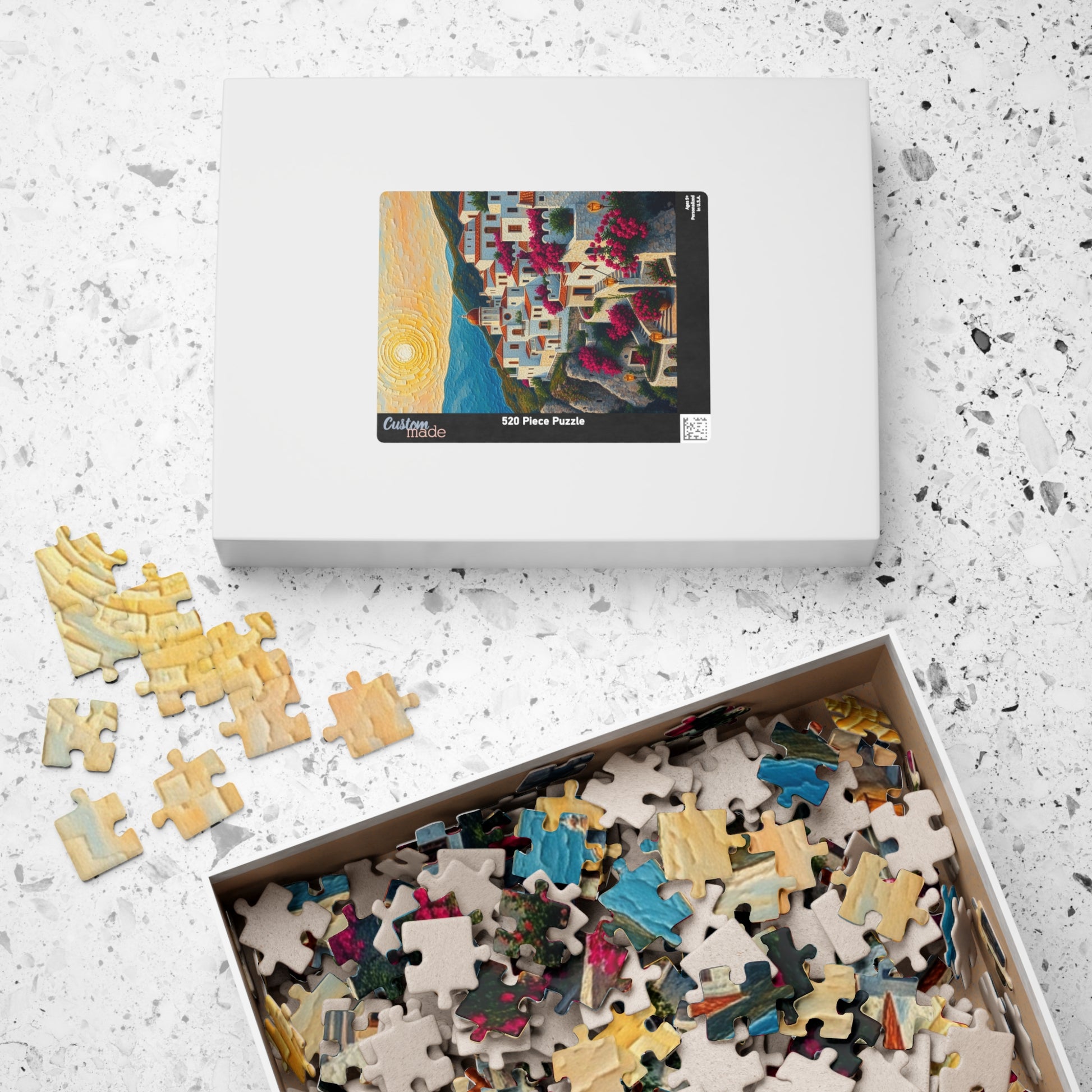 Mediterranean Village Jigsaw Puzzle - Mosaic Design, Tabletop Game for Family Activity, Mental Exercise, Quiet Pastime, Puzzle Lover Gift The Puzzle Chest