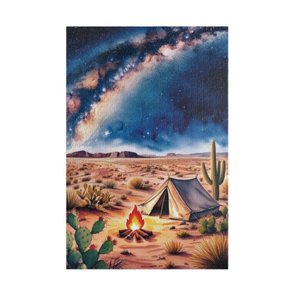 Vast Desert Landscape Jigsaw Puzzle, Milky Way Campfire, and Tent Under the Stars, Peaceful Desert Night Scene Game for Adult Puzzle Lover 1014 pcs (Vertical) Puzzle The Puzzle Chest