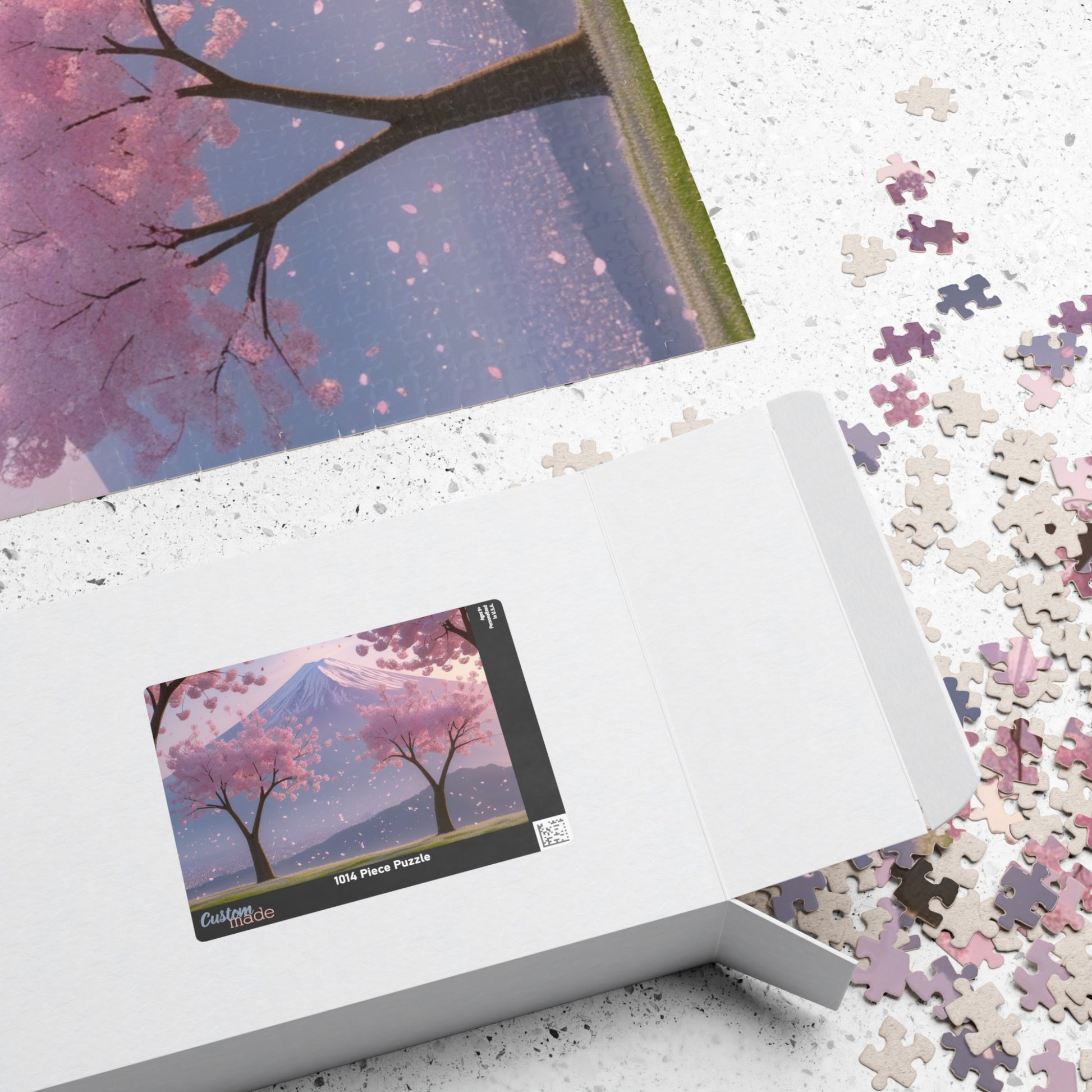 Scenic Mount Fuji Landscape Jigsaw Puzzle, Framed by Cherry Trees and Sakura Blossoms, Honshu Japan Famous Landmark, Gift for Travel Lover Puzzle The Puzzle Chest