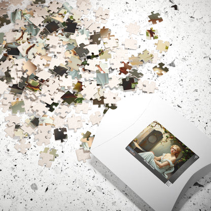 Mourner's Vigil Gothic Jigsaw Puzzle - Woman at Cemetery, Gothic Art Print, Dark Romantic Fantasy Gift for Art Lovers and Puzzle Collectors Puzzle The Puzzle Chest