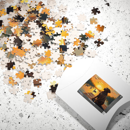 Majestic Sunset Dog Puzzle, Labrador Retriever Jigsaw Game for Family Game Night, Dog Lover Gift, Adult Puzzle for Relaxation, Nature Scene Puzzle The Puzzle Chest