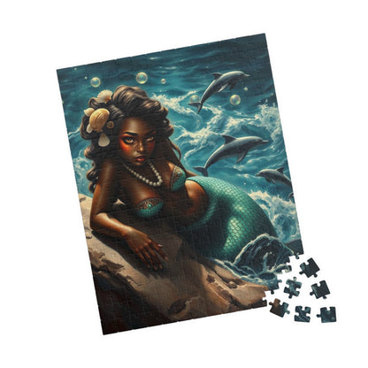Black Mermaid Jigsaw Puzzle - Enchanting Ocean Black Art, Gift for Sea Lovers, Creative Activity, Home Entertainment, Family Bonding Puzzle The Puzzle Chest