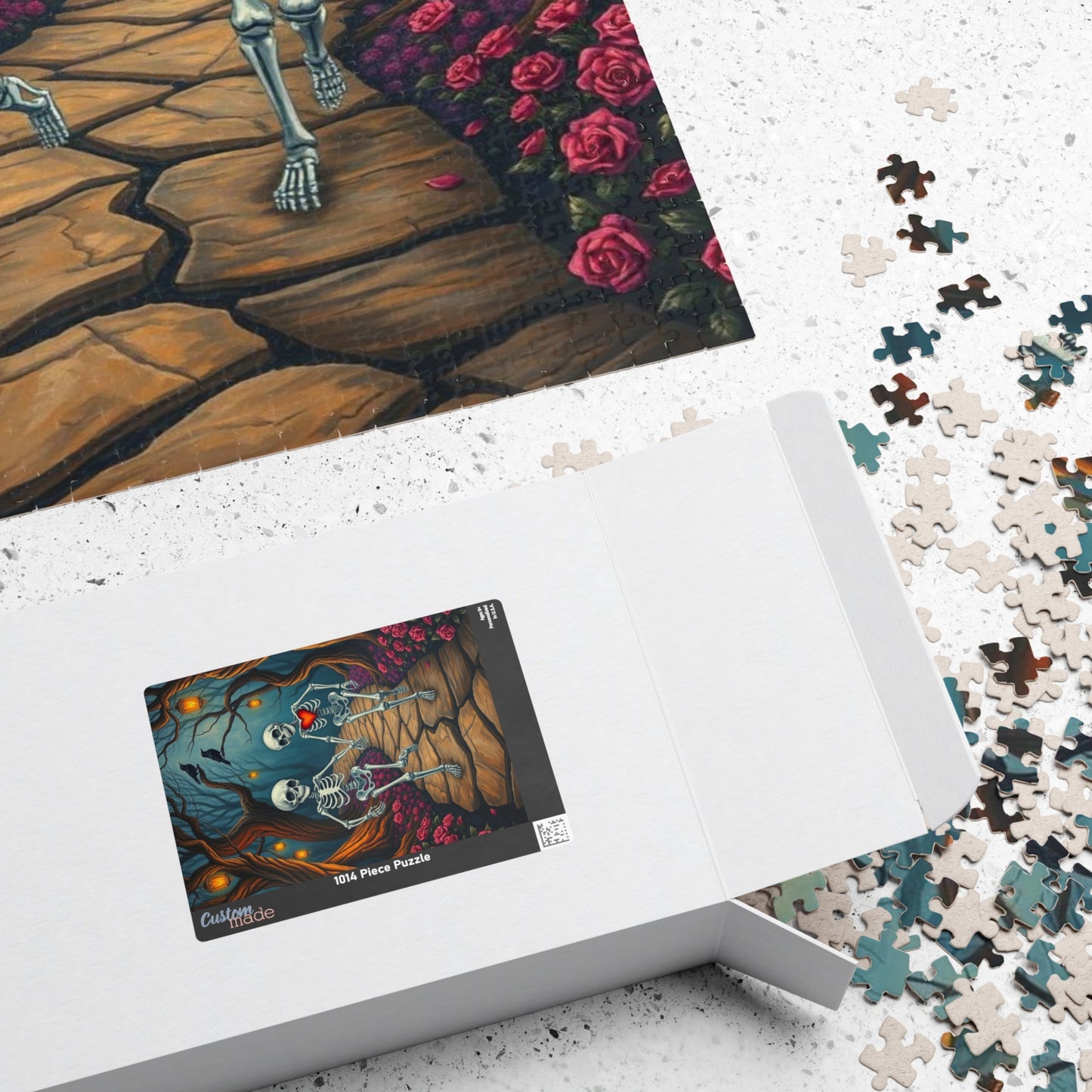 Spooky Romance Skeleton Puzzle for Adults, Perfect for Halloween Couples Night Family Fun Unique Gothic Gift for Puzzle Enthusiast
