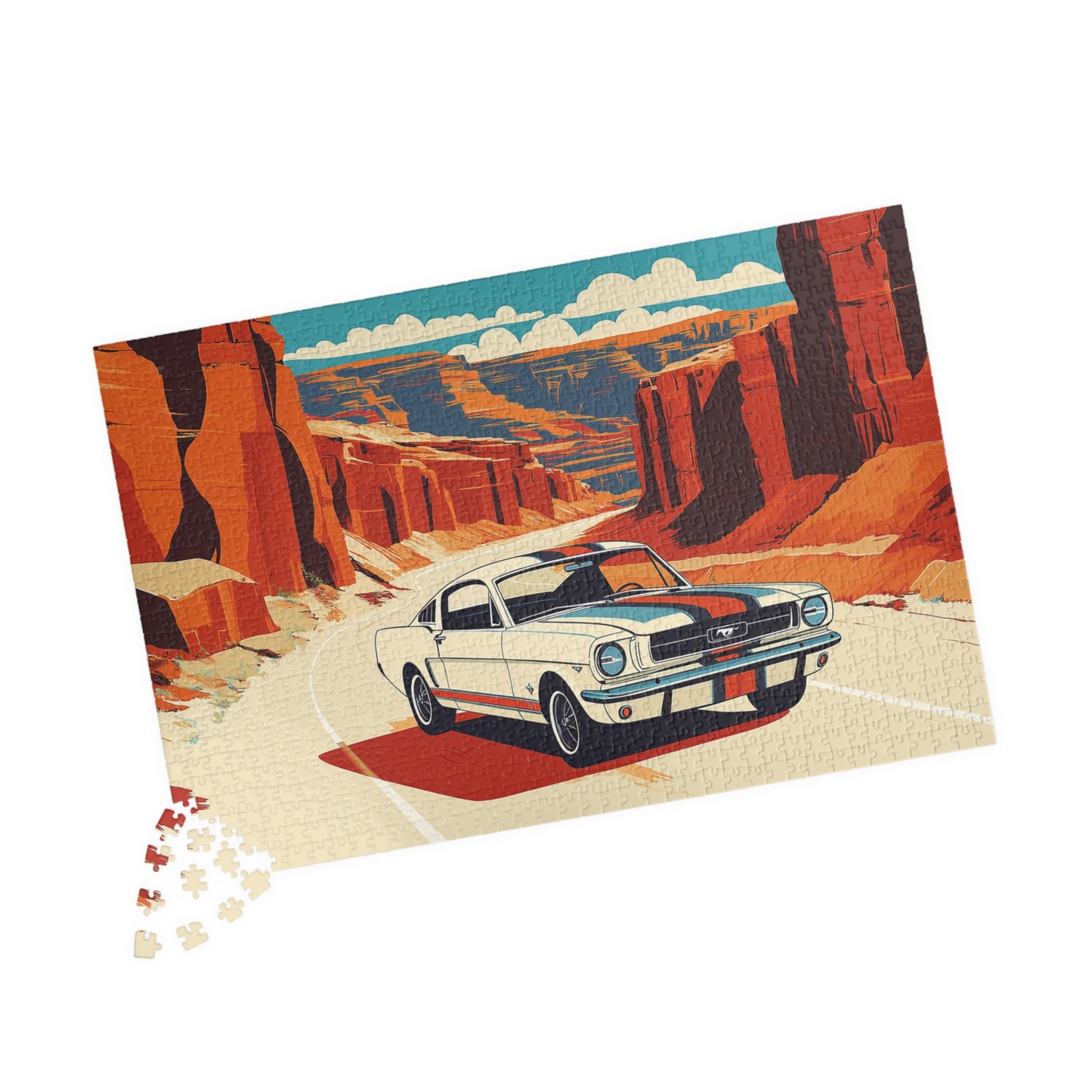 Vintage Muscle Puzzle | Desert Car Road Trip Scene Jigsaw Game