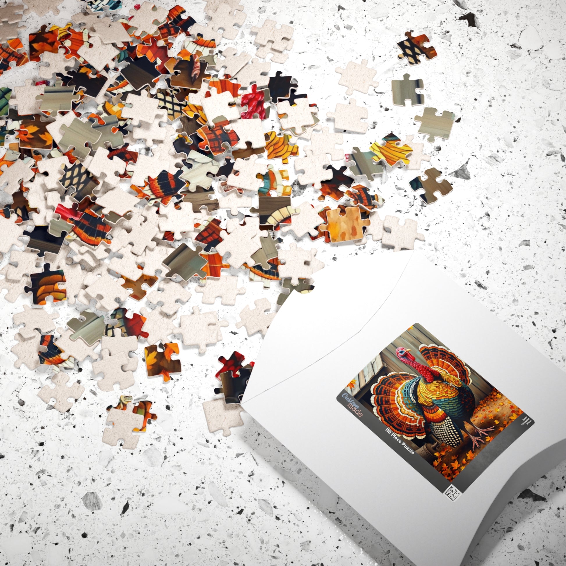 Fall Turkey Mosaic Puzzle, Autumn Bird with Rustic Farm Setting Background Jigsaw Game, Family Bonding Activity, Ideal Gift for Animal Lover Puzzle The Puzzle Chest