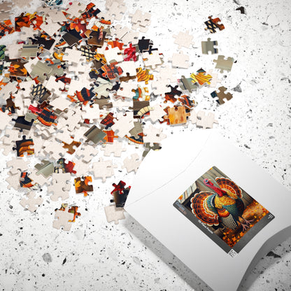 Fall Turkey Mosaic Puzzle, Autumn Bird with Rustic Farm Setting Background Jigsaw Game, Family Bonding Activity, Ideal Gift for Animal Lover Puzzle The Puzzle Chest