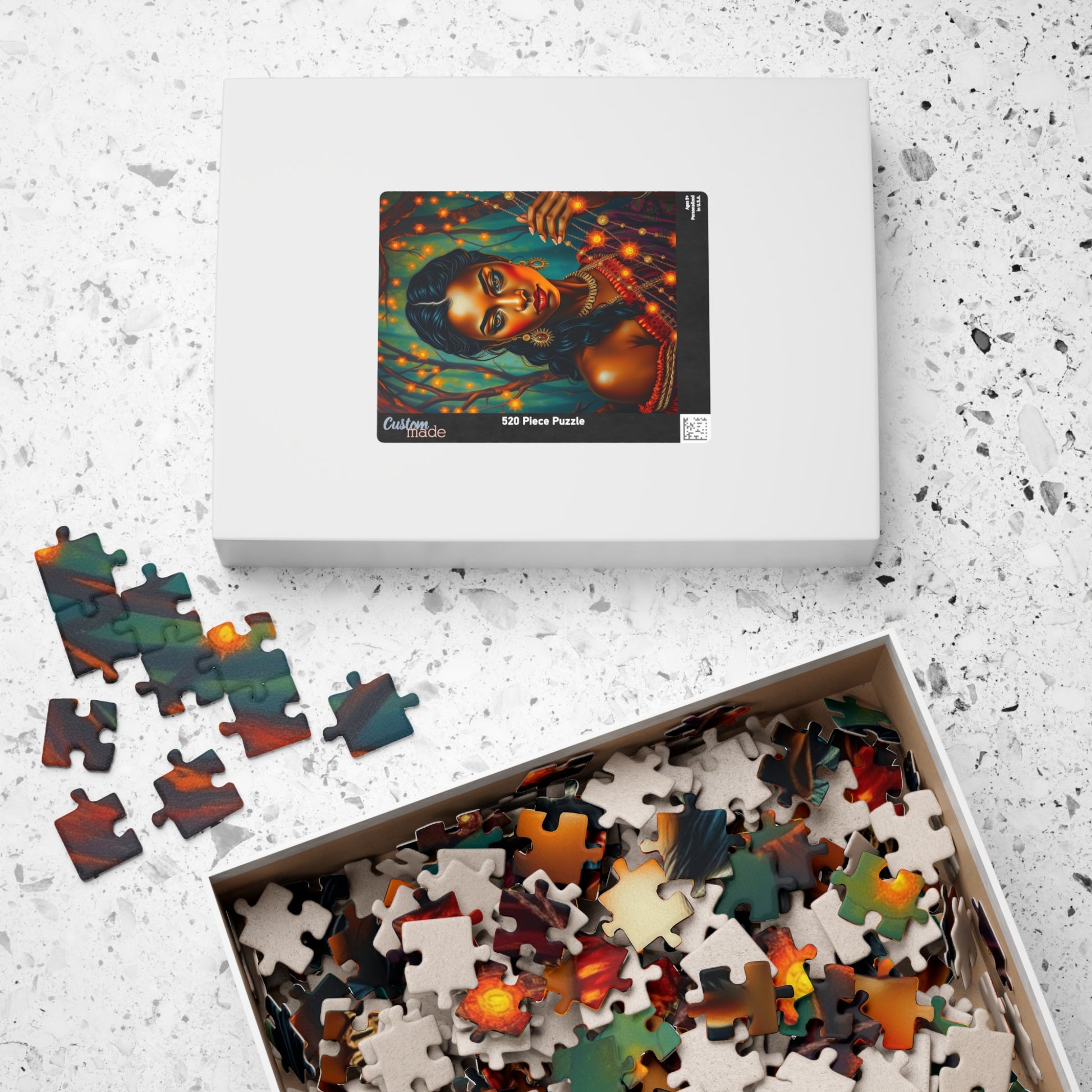 Indigenous Woman Portrait Puzzle, Beautiful Bioluminescent Forest Scene, Family Friendly Mindful Jigsaw Game, Challenge for Puzzle Lover Puzzle The Puzzle Chest