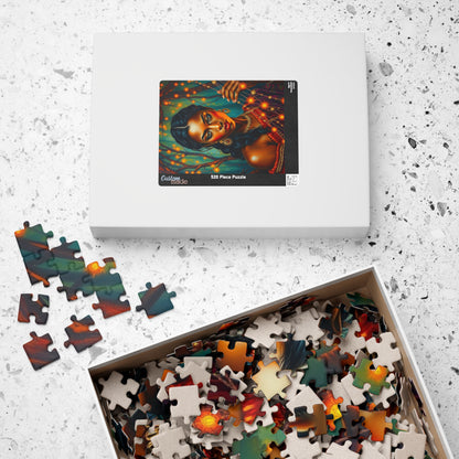 Indigenous Woman Portrait Puzzle, Beautiful Bioluminescent Forest Scene, Family Friendly Mindful Jigsaw Game, Challenge for Puzzle Lover Puzzle The Puzzle Chest