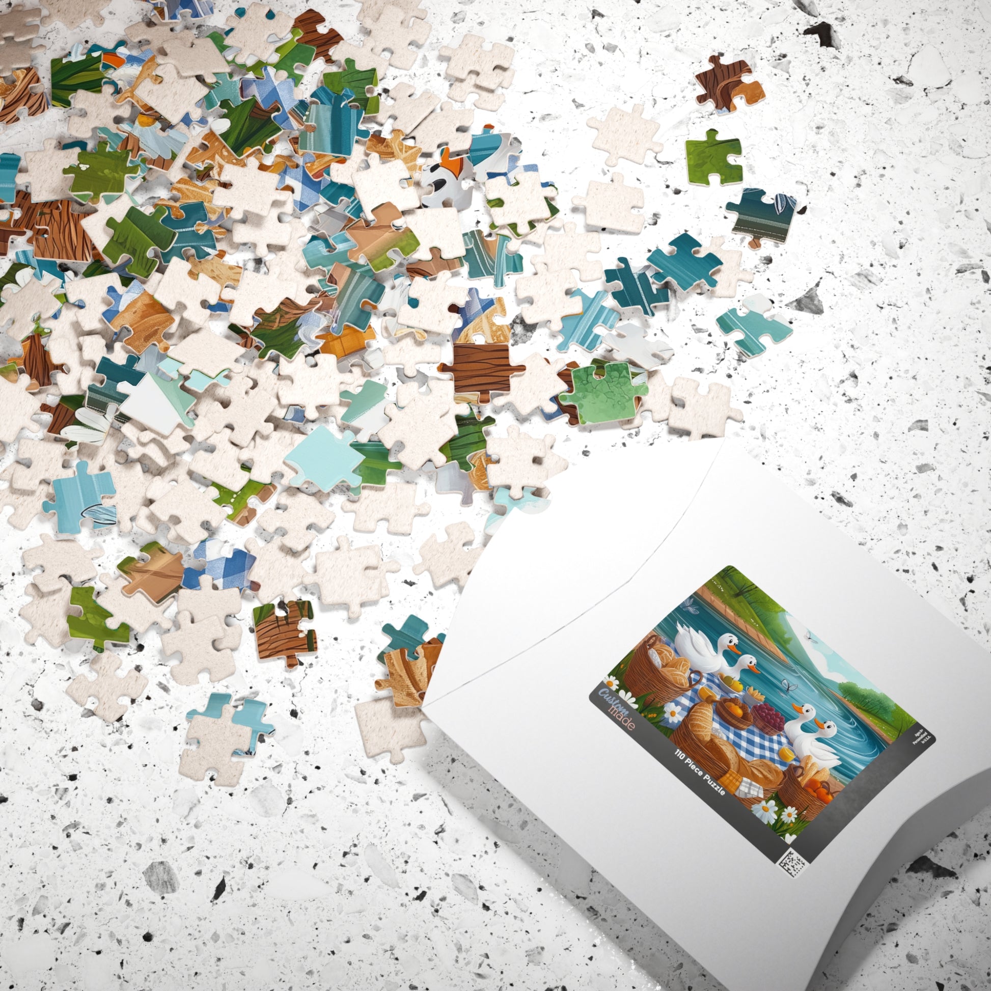 Duck Family Picnic Puzzle | Scenic River Picnic Animal Jigsaw Game Puzzle The Puzzle Chest