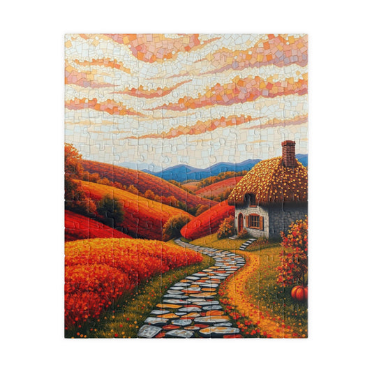 Autumn Landscape Mosaic Puzzle, Cozy Fall Home Decor, Gift for Puzzle Lovers and Art Enthusiast, Family Activity, 1014- Piece Jigsaw 110 pcs (Vertical) Puzzle The Puzzle Chest