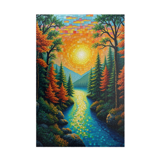Nature-Inspired Mosaic Landscape Jigsaw Puzzle for Relaxation and Fun, Scenic Autumn Adventure, Best Gift for Family, Friends, Holidays 1014 pcs (Vertical) Puzzle The Puzzle Chest