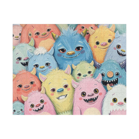 Cute Monster Collage Jigsaw Puzzle, Halloween Puzzle for Adults