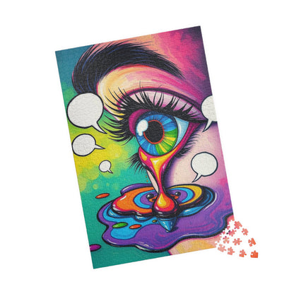 Comic Eye Jigsaw Puzzle - Vibrant Pop Art Jigsaw Game for Adults, Multicolored Tears Speech Bubbles, Family Home Entertainment Brain Teaser Puzzle The Puzzle Chest