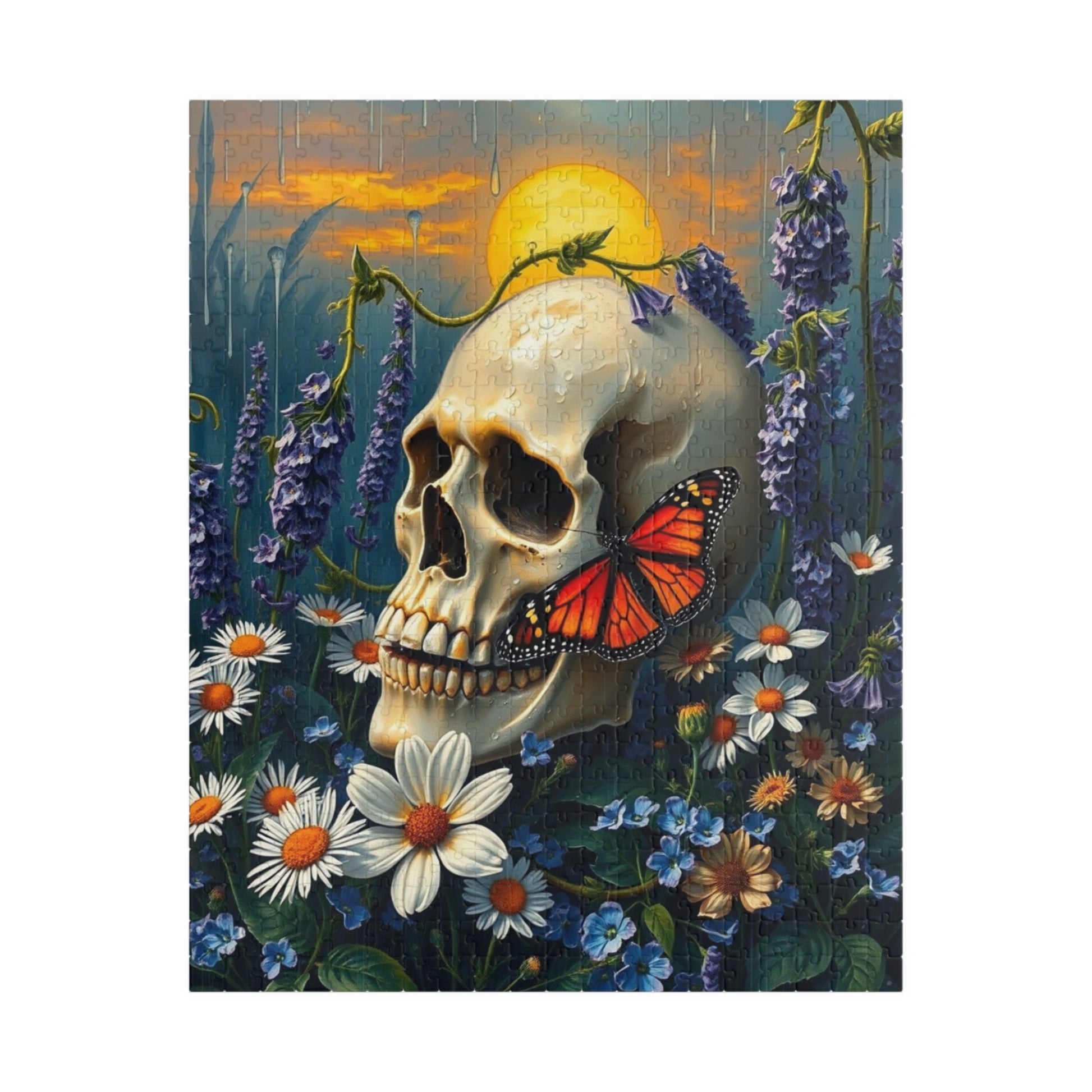 Skull and Butterfly Puzzle, Artistic Dark Art Jigsaw Puzzle for Adults, Unique Gothic Artwork Puzzle Lover Gift, Relaxing Fun Solo Activity 520 pcs (Vertical) Puzzle The Puzzle Chest