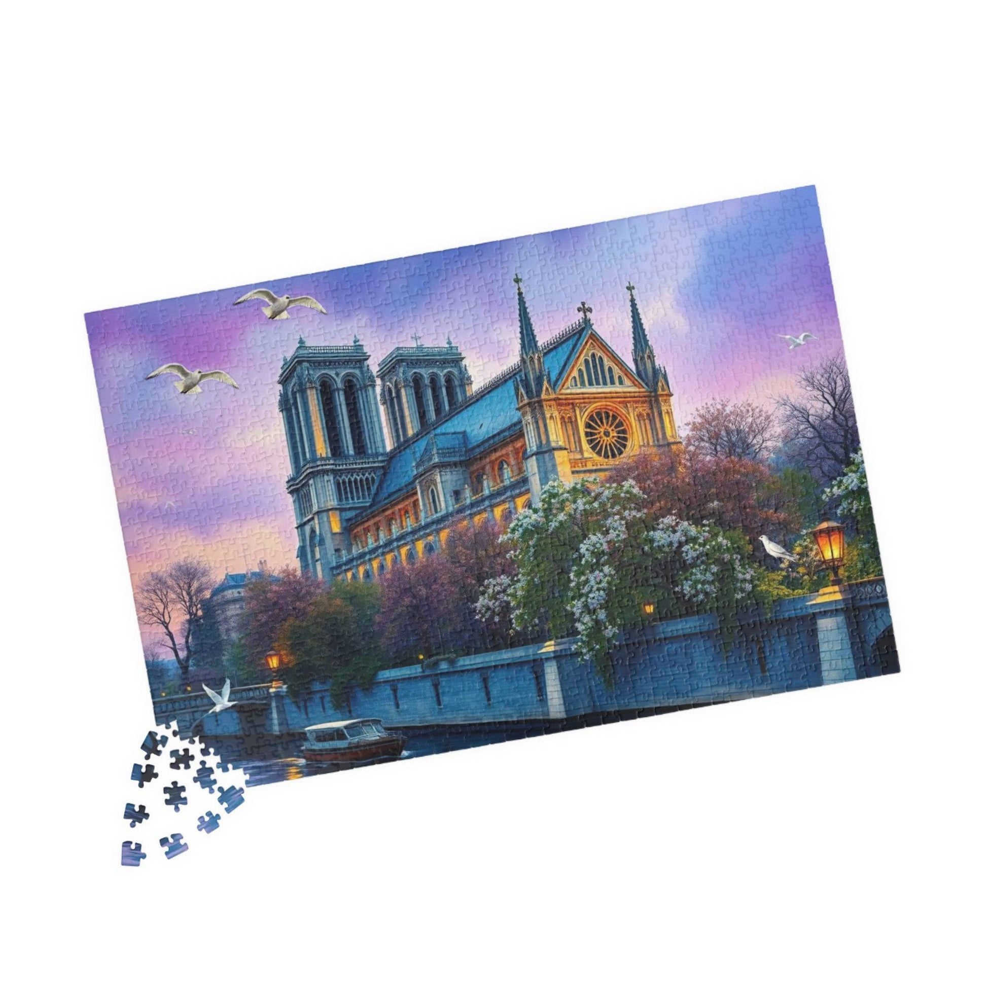 Notre Dame Cathedral Puzzle - Jigsaw of Gothic Church in Paris France, Historic Landmark 1014 pcs (Horizontal) Puzzle The Puzzle Chest