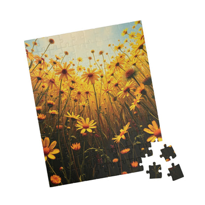 Golden Wildflower Field Puzzle, Bright Floral Flower Landscape Jigsaw Game, Mindful Challenge, Nature Themed Puzzle Lover Gift, Family Fun Puzzle The Puzzle Chest