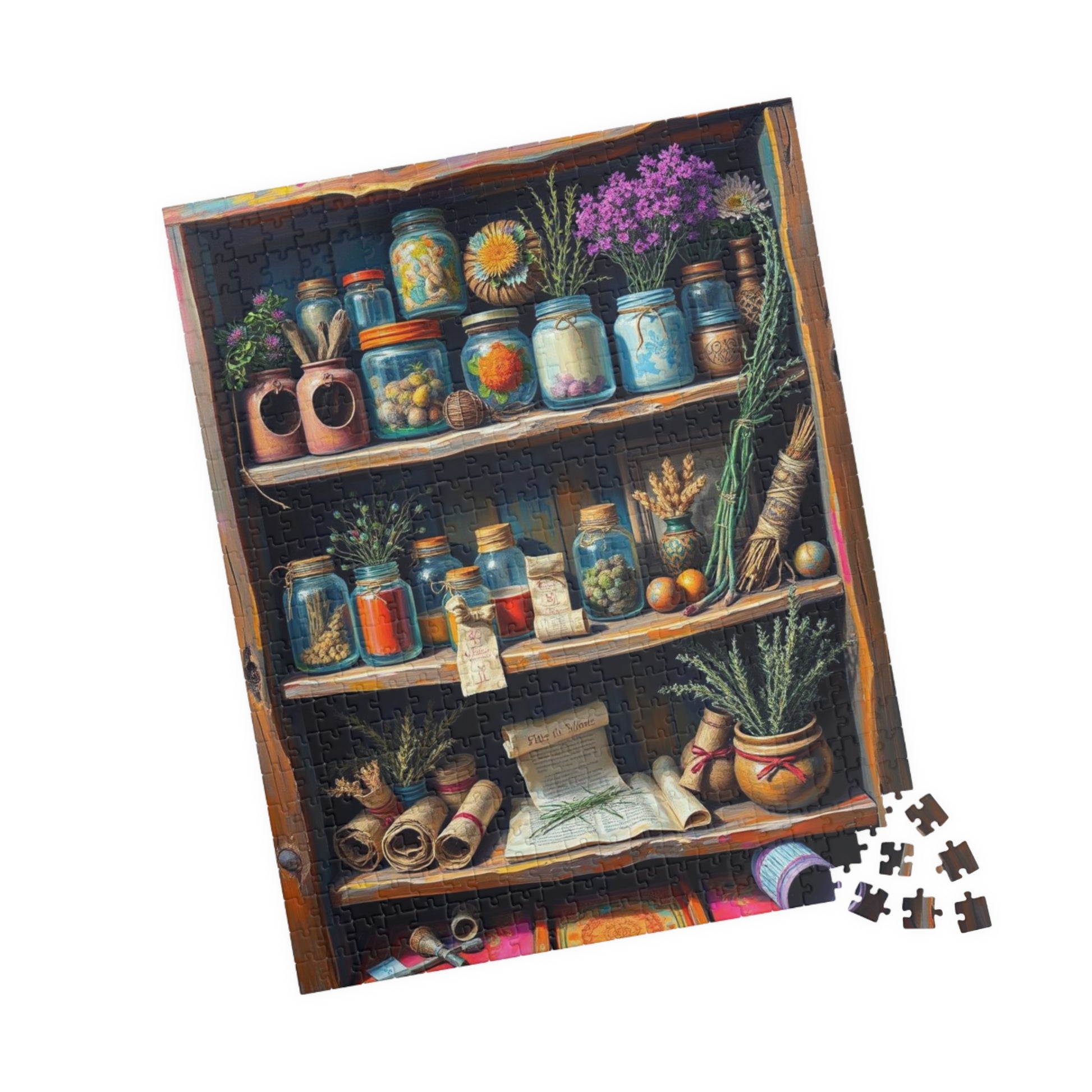 Botanical Garden Shelf Puzzle - Nature Lover's Jigsaw, Folk Art Home Decor, Gift for Adults, Eco-Friendly Cozy Indoor Activity, Brain Teaser Puzzle The Puzzle Chest
