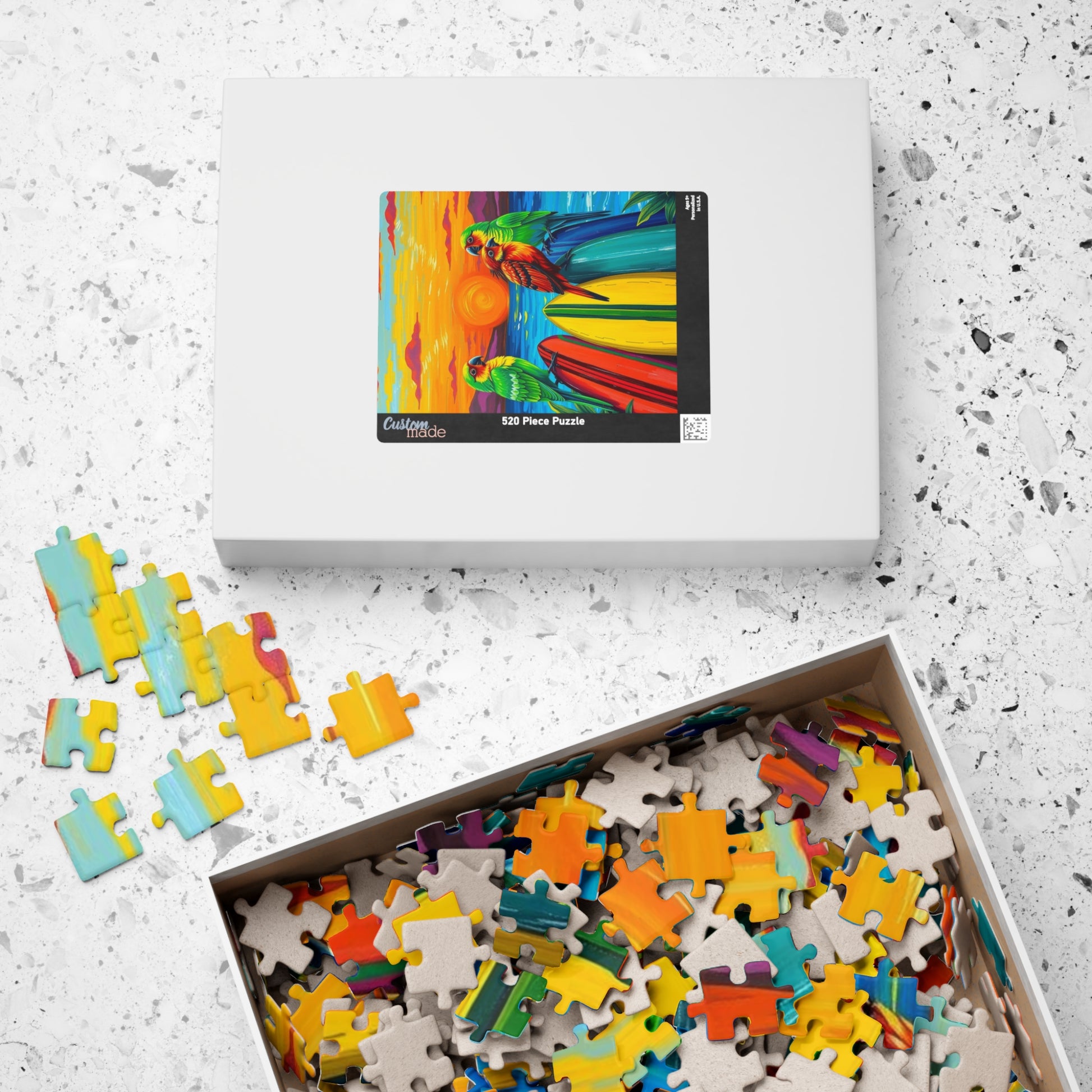 Colorful Surfing Parrots Puzzle, Vibrant Tropical Art Puzzle, Fun Family Activity, Best Gift for Nature Enthusiast, Bird Lover, Birdwatcher Puzzle The Puzzle Chest
