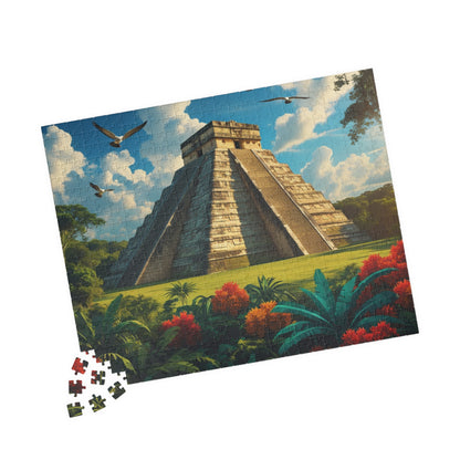 Chichen Itza Pyramid Jigsaw Puzzle with Tropical Jungle Scene, Historic Mayan Famous Landmark, Travel-Inspired Frameable Art Gift Puzzle The Puzzle Chest