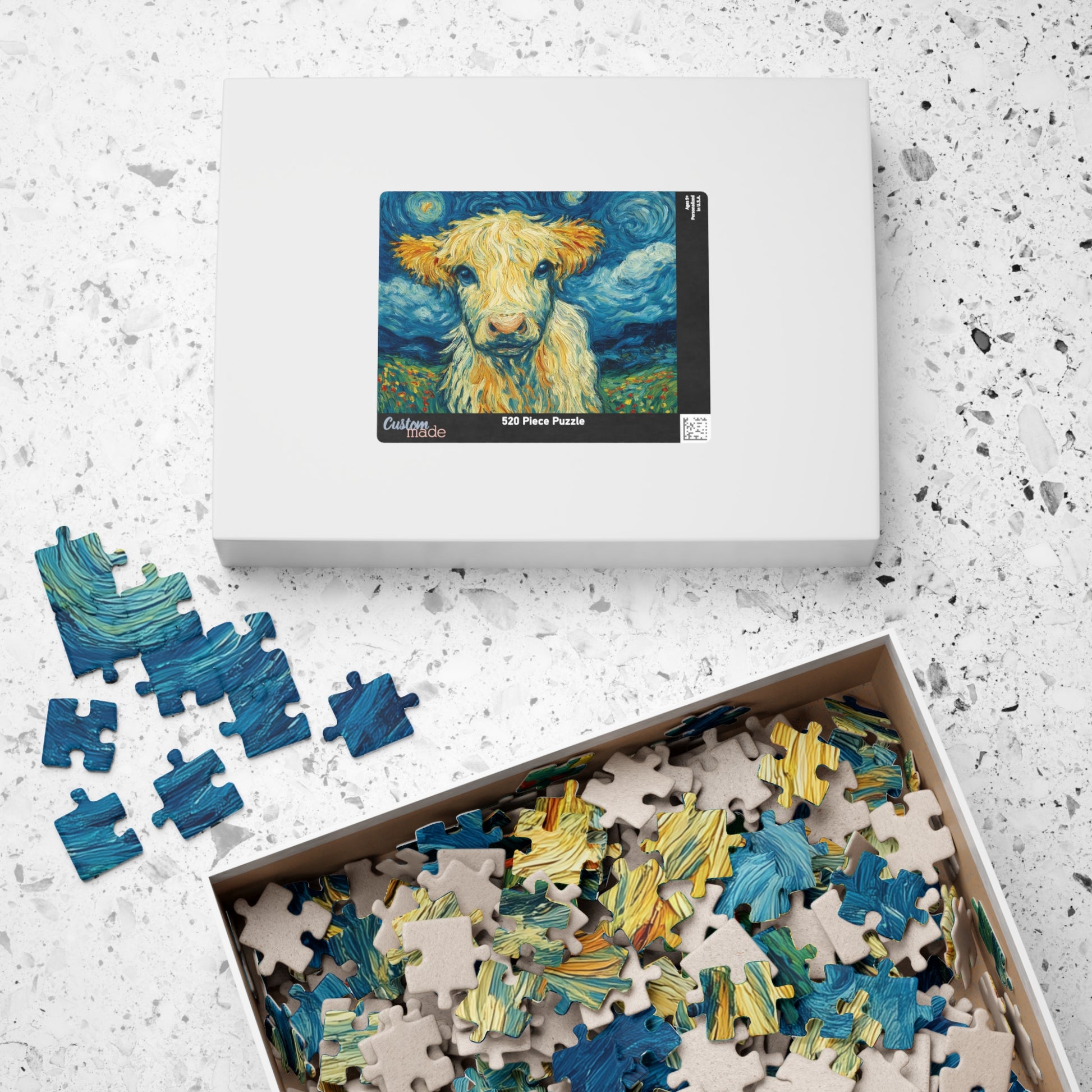 Van Gogh Style Highland Cow Puzzle | 110-1014 Piece Farm Animal Jigsaw Puzzle The Puzzle Chest