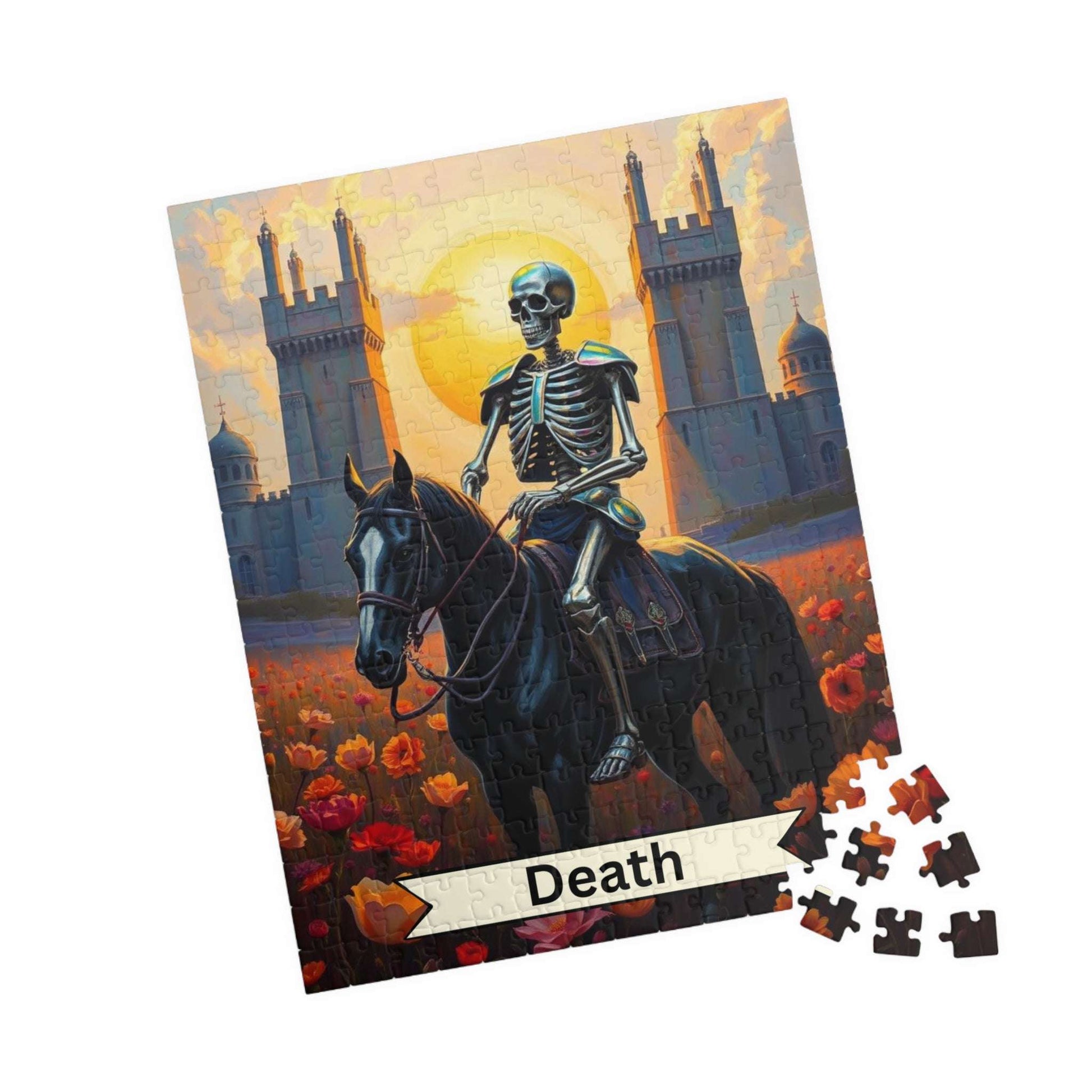 Skeleton Horse Jigsaw Puzzle - Death Tarot Style, Gift for Halloween, Puzzle for Adult, Solo Fun Family Activity, Indoor Quiet Leisure 252 pcs (Vertical) Puzzle The Puzzle Chest