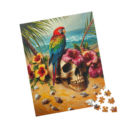 Colorful Parrot Skull Puzzle, Fun Nature Theme Jigsaw Game for Adults, Family Game Night, Beach Lover and Puzzle Enthusiast Holiday Gift Puzzle The Puzzle Chest