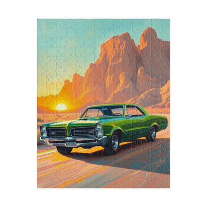 Vintage Car Sunset Puzzle, 110, 252, 520, 1014-piece 1966 GTO Auto Jigsaw Game, Nostalgic Gift, Family Game Night, Retro Vibe Car Enthusiast 252 pcs (Vertical) Puzzle The Puzzle Chest