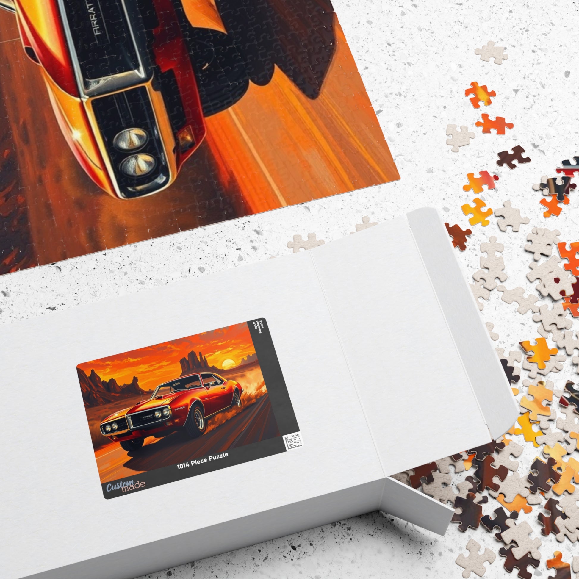 Vintage Muscle Car Jigsaw Puzzle, Classic Red 1967 Pontiac Firebird, Iconic Vehicle in the Desert Scene, Classic Car Enthusiast Gift for Him Puzzle The Puzzle Chest