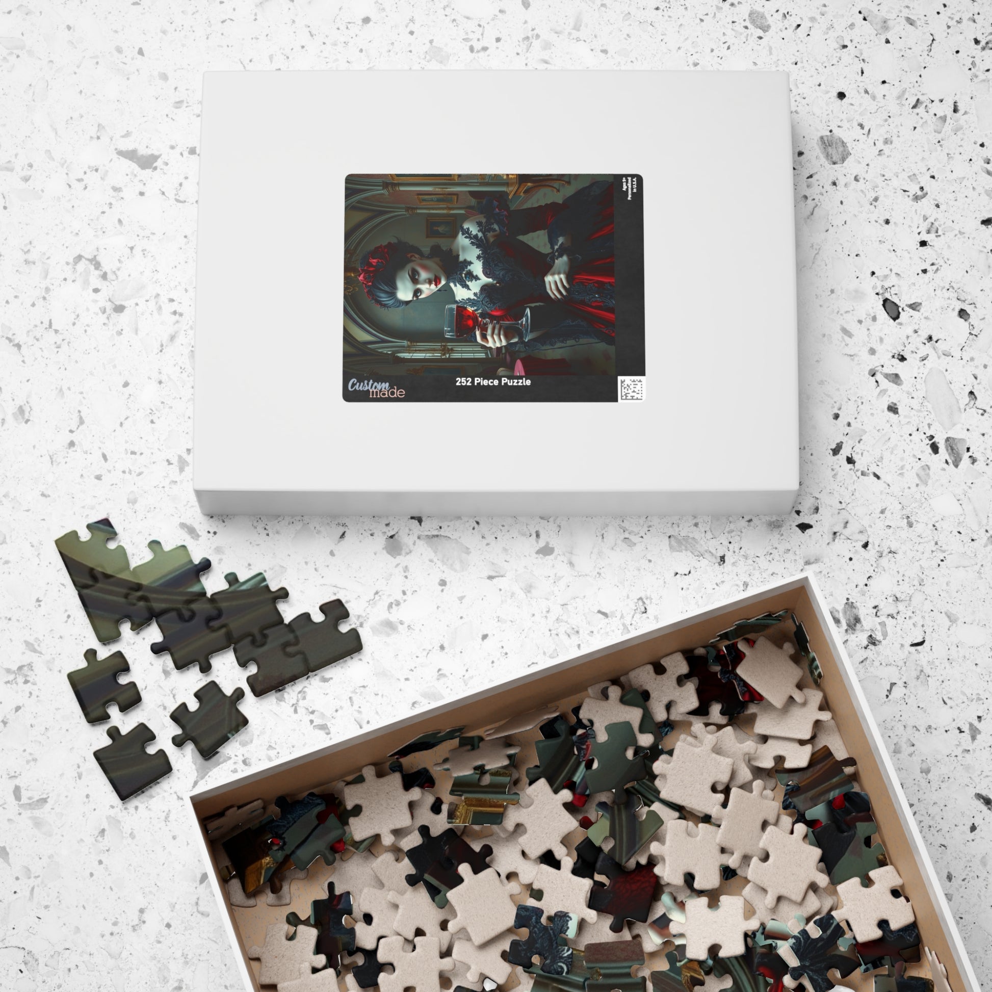 Gothic Vampire Countess Jigsaw Puzzle, Victorian Lady in a Candlelit Castle Ballroom, Dark Fantasy Haunted Mansion Theme, Horror Lover Gift Puzzle The Puzzle Chest