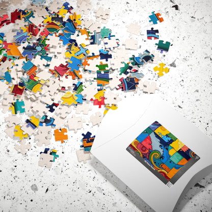 Colorful Abstract Puzzle for Family Fun - Modern Art Geometric Shapes Puzzle The Puzzle Chest