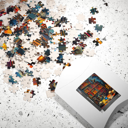 Enigmatic Library Jigsaw Puzzle - Mystical Artwork for Book Lovers, Halloween Home Decor, Family or Solo Fun, Holiday Birthday Gifts