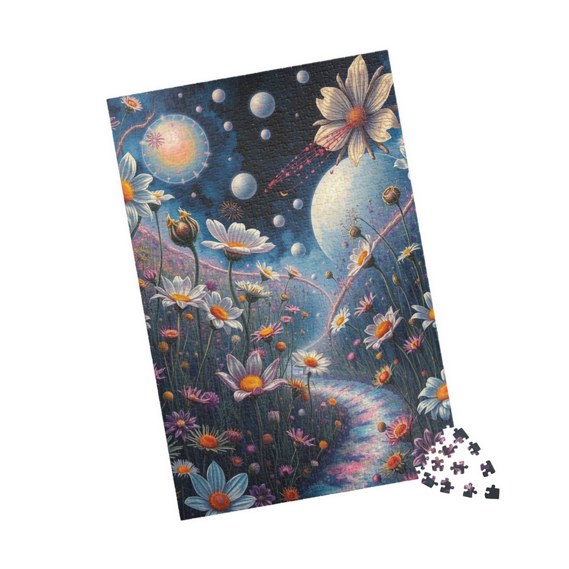 Wildflower Fantasy Puzzle, Surreal Floral Landscape Jigsaw Game for Adult, Mindfulness Activity Home Entertainment Puzzler Brain Teaser Gift Puzzle The Puzzle Chest