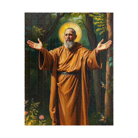 Jigsaw Puzzle, Saint Francis of Assisi in Lush Forest, Religious Home Entertainment, Gifts for Spirituality, Meditation, Family Game Night