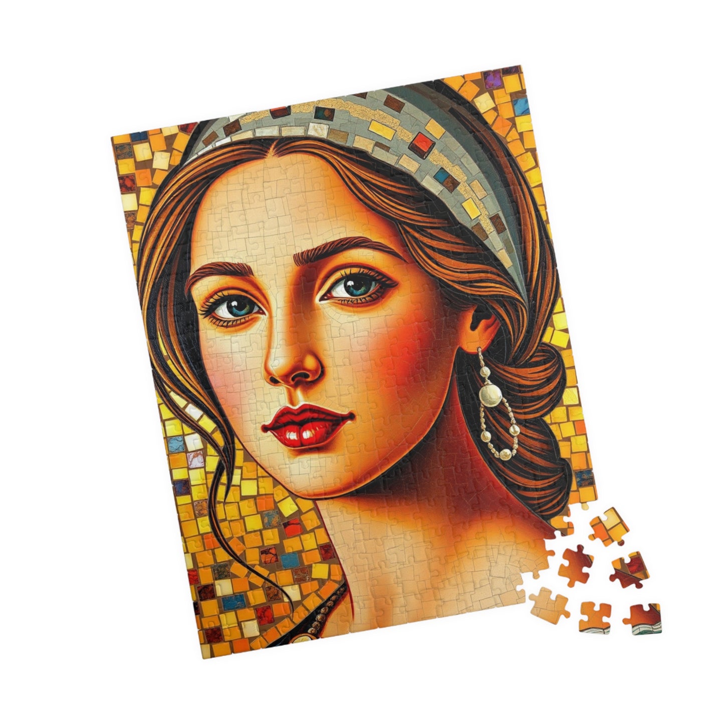 Mosaic Portrait Renaissance Woman Puzzle - 110, 252, 520, 1014-piece | Decorative Gift for Art Lover, Family or Solo Fun, Unique Collectible Puzzle The Puzzle Chest